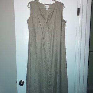 Eileen Fisher Linen Taupe Maxi Dress M